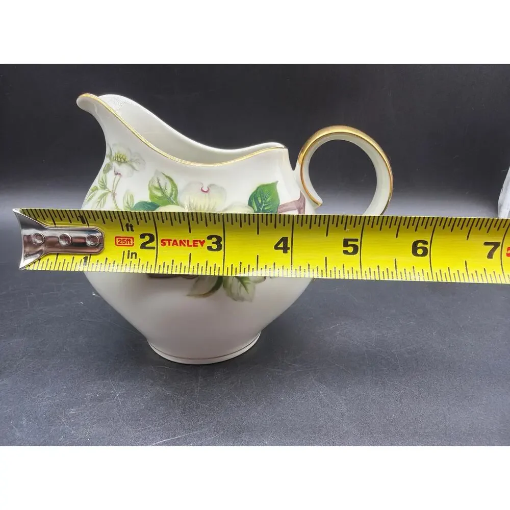 Vintage Meito Norleans Livonia Dogwood Creamer Occupied Japan Gold Trim 1940s 6”